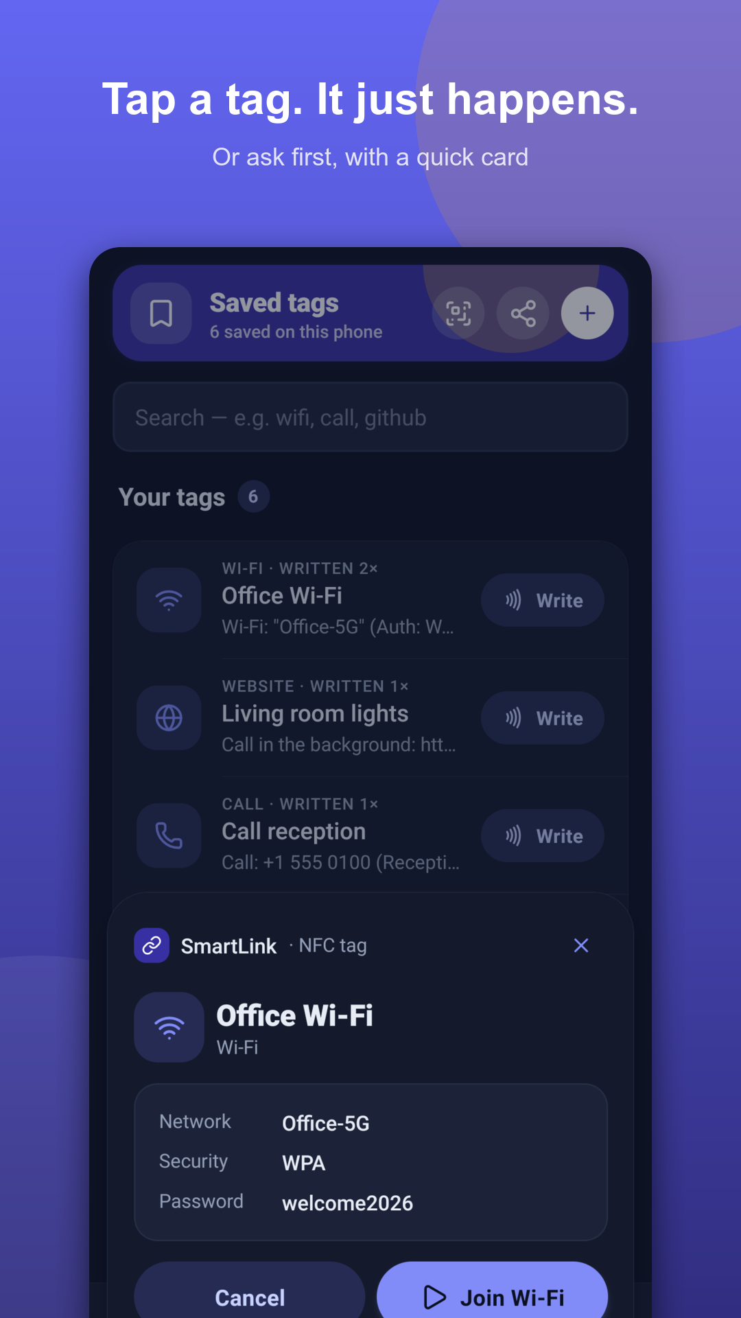 Tap sticker to phone